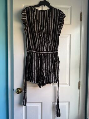 LOFT Black and White Striped Top